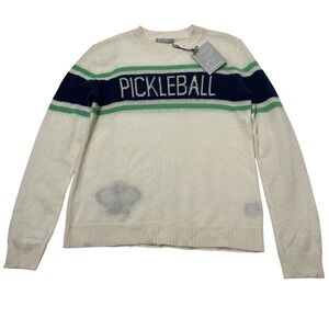 Alashan Sweater Womens S White Cashmere Pickleball Spellout Pullover Preppy